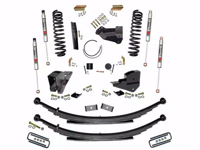 SkyJacker 4-Inch Suspension Lift Kit with Rear Leaf Springs and M95 Performance Shocks (23-24 4WD 6.8L, 7.3L F-250 Super Duty w/o 4-Inch Axles, Factory LED Headlights, Onboard Scales)