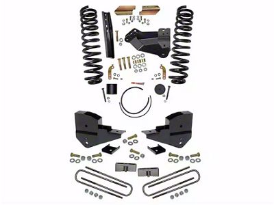 SkyJacker 4-Inch Suspension Lift Kit with Rear Lift Blocks (23-25 4WD 6.8L, 7.3L F-250 Super Duty w/o 4-Inch Axles, Factory LED Headlights, Onboard Scales)
