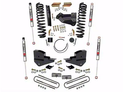 SkyJacker 4-Inch Suspension Lift Kit with Rear Lift Blocks and M95 Monotube Shocks (23-25 4WD 6.8L, 7.3L F-250 Super Duty w/o 4-Inch Axles, Factory LED Headlights, Onboard Scales)