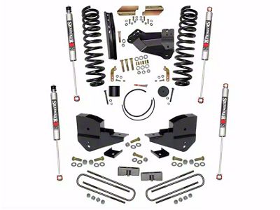 SkyJacker 4-Inch Suspension Lift Kit with Rear Lift Blocks and M95 Monotube Shocks (23-24 4WD 6.8L, 7.3L F-250 Super Duty w/o 4-Inch Axles, Factory LED Headlights, Onboard Scales)