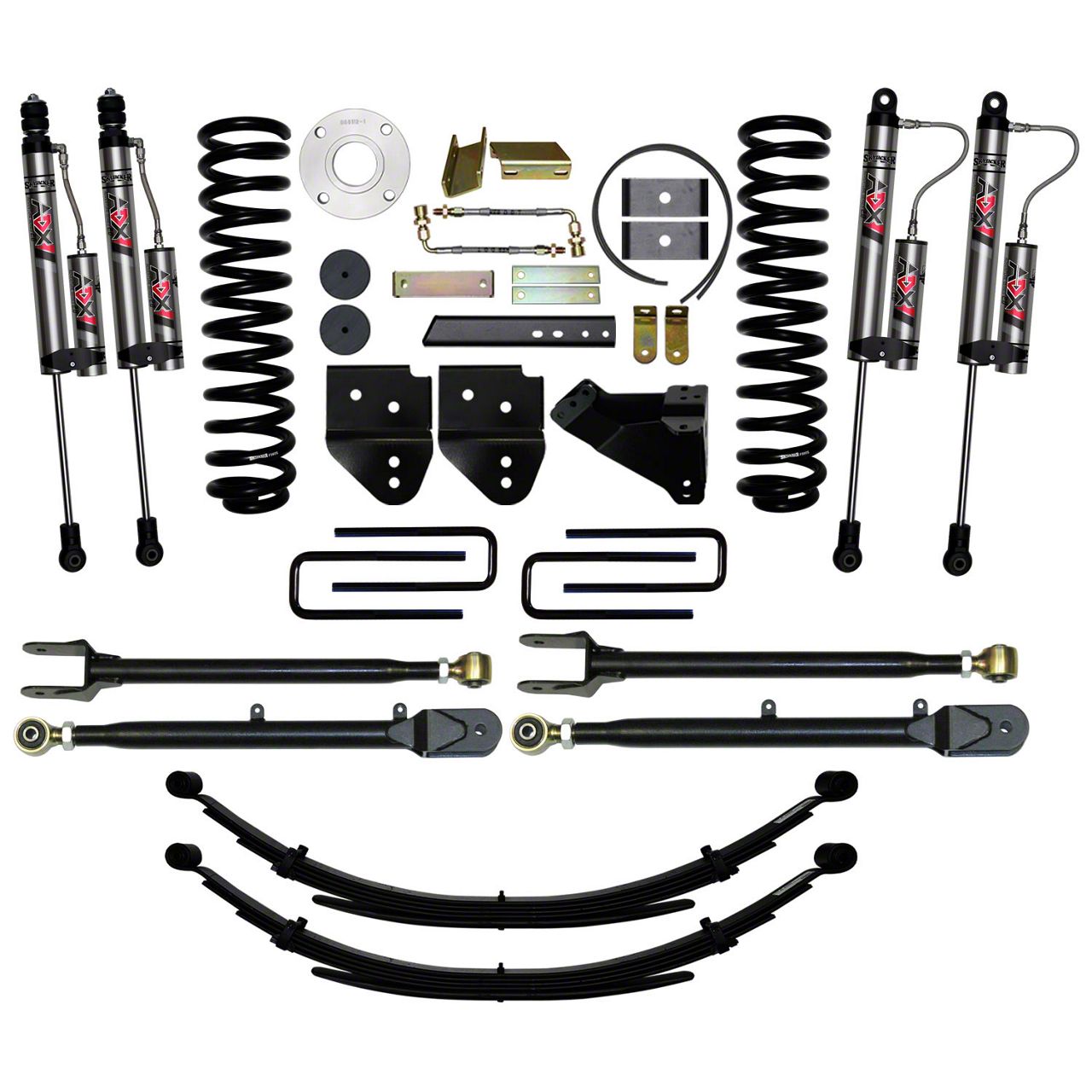 SkyJacker F250 Super Duty 6Inch 4Link Suspension Lift Kit with Rear Leaf Springs and ADX 2.0