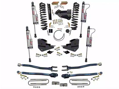 SkyJacker 6-Inch 4-Link Suspension Lift Kit with Rear Lift Blocks and ADX 2.0 Remote Reservoir Monotube Shocks (23-25 4WD 6.8L, 7.3L F-250 Super Duty w/o 4-Inch Axles, Factory LED Headlights, Onboard Scales)