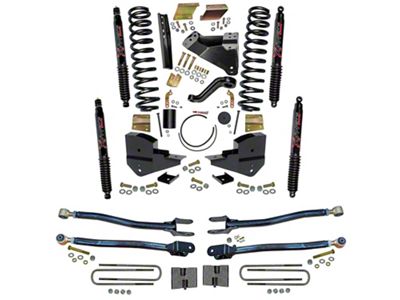 SkyJacker 6-Inch 4-Link Suspension Lift Kit with Black MAX Shocks (23-25 4WD 6.7L Powerstroke F-250 Super Duty w/o 4-Inch Axles, Factory LED Headlights, Onboard Scales)