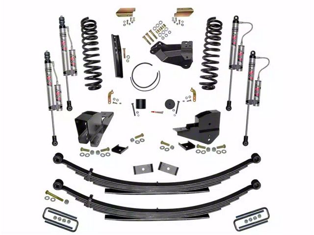 SkyJacker 6-Inch Suspension Lift Kit with Rear Leaf Springs and ADX 2.0 Remote Reservoir Monotube Shocks (23-24 4WD 6.8L, 7.3L F-250 Super Duty w/o 4-Inch Axles, Factory LED Headlights, Onboard Scales)
