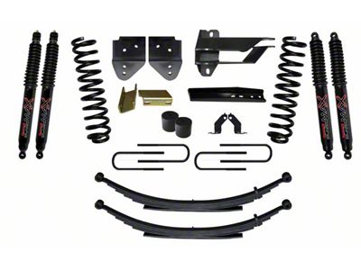 SkyJacker 4-Inch Suspension Lift Kit with Rear Leaf Springs and Black MAX Shocks (17-22 4WD 6.2L F-350 Super Duty)
