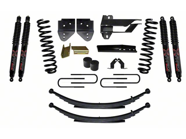 SkyJacker 4-Inch Suspension Lift Kit with Rear Leaf Springs and Black MAX Shocks (17-22 4WD 6.7L Powerstroke F-350 Super Duty)