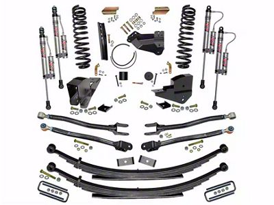 SkyJacker 4-Inch 4-Link Suspension Lift Kit with Rear Leaf Springs and ADX 2.0 Remote Reservoir Monotube Shocks (23-24 4WD 6.7L Powerstroke F-350 Super Duty SRW w/o 4-Inch Axles, Factory LED Headlights, Onboard Scales)