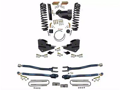 SkyJacker 4-Inch 4-Link Suspension Lift Kit with Rear Lift Blocks (23-25 4WD 6.8L, 7.3L F-350 Super Duty SRW w/o 4-Inch Axles, Factory LED Headlights, Onboard Scales)