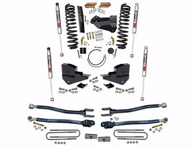 SkyJacker 4-Inch 4-Link Suspension Lift Kit with Rear Lift Blocks and M95 Monotube Shocks (23-25 4WD 6.8L, 7.3L F-350 Super Duty SRW w/o 4-Inch Axles, Factory LED Headlights, Onboard Scales)