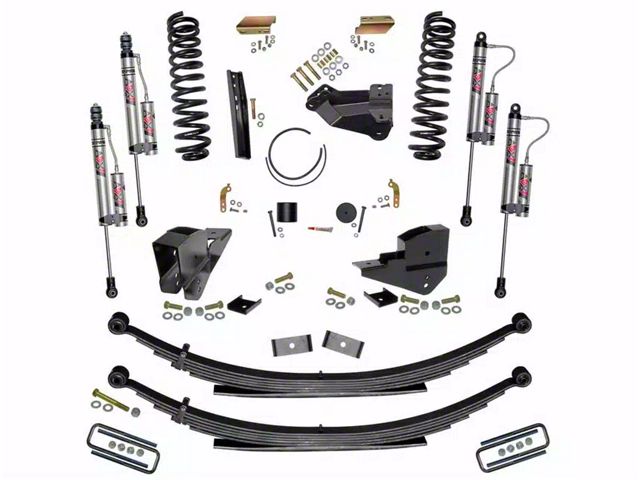 SkyJacker 4-Inch Suspension Lift Kit with Rear Leaf Springs and ADX 2.0 Remote Reservoir Monotube Shocks (23-24 4WD 6.7L Powerstroke F-350 Super Duty SRW w/o 4-Inch Axles, Factory LED Headlights, Onboard Scales)