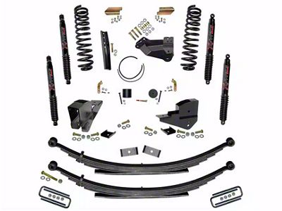 SkyJacker 4-Inch Suspension Lift Kit with Rear Leaf Springs and Black MAX Shocks (23-25 4WD 6.7L Powerstroke F-350 Super Duty SRW w/o 4-Inch Axles, Factory LED Headlights, Onboard Scales)