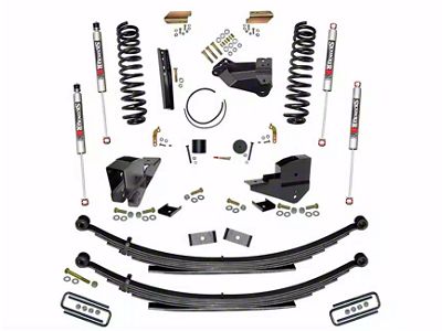 SkyJacker 4-Inch Suspension Lift Kit with Rear Leaf Springs and M95 Performance Shocks (23-25 4WD 6.8L, 7.3L F-350 Super Duty SRW w/o 4-Inch Axles, Factory LED Headlights, Onboard Scales)