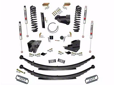 SkyJacker 4-Inch Suspension Lift Kit with Rear Leaf Springs and M95 Performance Shocks (23-24 4WD 6.8L, 7.3L F-350 Super Duty SRW w/o 4-Inch Axles, Factory LED Headlights, Onboard Scales)