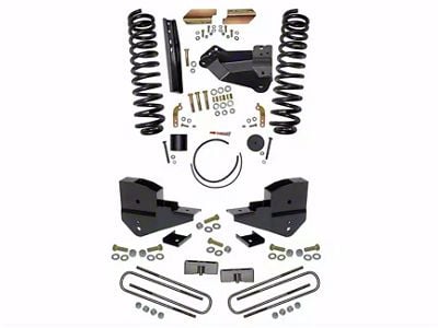 SkyJacker 4-Inch Suspension Lift Kit with Rear Lift Blocks (23-25 4WD 6.8L, 7.3L F-350 Super Duty SRW w/o 4-Inch Axles, Factory LED Headlights, Onboard Scales)