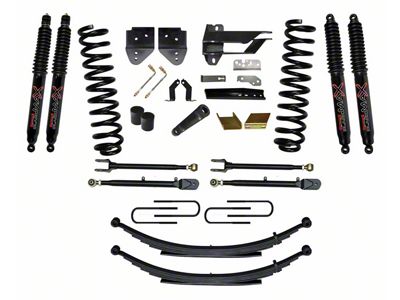 SkyJacker 6-Inch Suspension Lift Kit with 4-Link Conversion, Rear Leaf Springs and Black MAX Shocks (17-22 4WD 6.2L F-350 Super Duty)