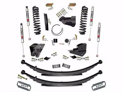 SkyJacker 6-Inch Suspension Lift Kit with Rear Leaf Springs and M95 Performance Shocks (23-24 4WD 6.8L, 7.3L F-350 Super Duty SRW w/o 4-Inch Axles, Factory LED Headlights, Onboard Scales)
