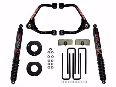 SkyJacker 3.50-Inch Suspension Lift Kit with Black MAX Shocks (19-24 Sierra 1500 Crew Cab w/ 5.80-Foot Short Box & Rear Mono-Leaf Springs, Excluding AT4 & Denali)