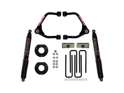 SkyJacker 3.50-Inch Upper A-Arm Lift Kit with Strut Spacers, Lift Blocks and Black MAX Shocks (19-24 Sierra 1500 Crew Cab w/ 5.80-Foot Short Box, Excluding AT4 & Denali)