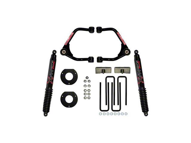 SkyJacker 3.50-Inch Upper A-Arm Lift Kit with Strut Spacers, Lift Blocks and Black MAX Shocks (19-24 Sierra 1500 Crew Cab w/ 5.80-Foot Short Box, Excluding AT4 & Denali)