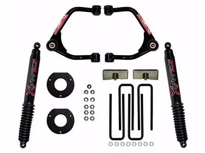 SkyJacker 3.50-Inch Suspension Lift Kit with Black MAX Shocks (19-25 Silverado 1500 Crew Cab w/ 5.80-Foot Short Box & Rear Mono-Leaf Springs, Excluding Trail Boss & ZR2)