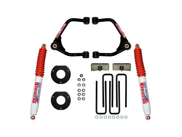 SkyJacker 3.50-Inch Upper A-Arm Lift Kit with Strut Spacers, Lift Blocks and Hydro Shocks (19-24 Silverado 1500 Crew Cab w/ 5.80-Foot Short Box, Excluding Trail Boss)