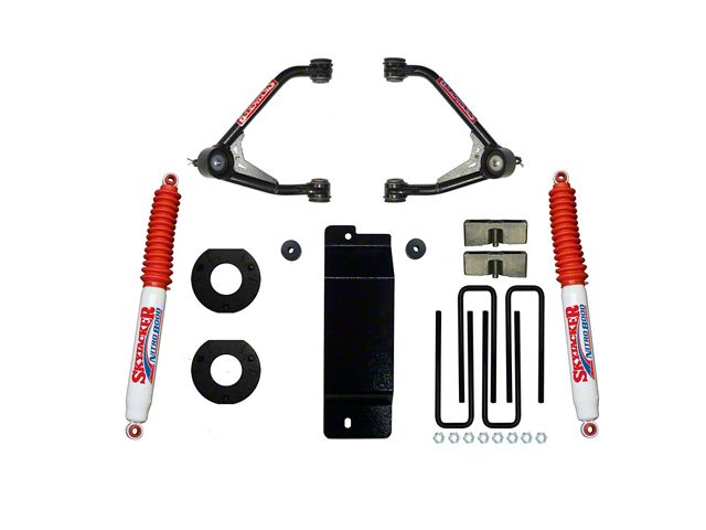 SkyJacker 3.50 to 4-Inch Upper Control Arm Suspension Lift Kit with Nitro Shocks (14-16 4WD Silverado 1500 w/ Stock Cast Aluminum or Stamped Steel Control Arms)