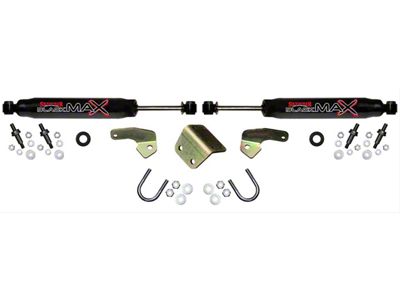 SkyJacker Black MAX Dual Steering Stabilizer Kit for 4+ Inch Lift (11-19 4WD Silverado 3500 HD)