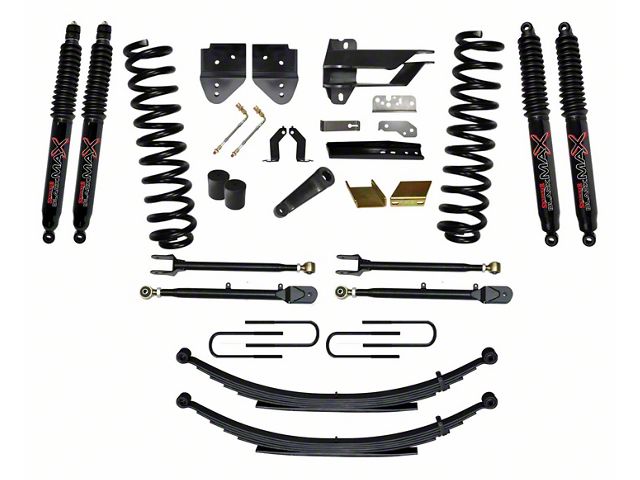 SkyJacker 6-Inch Suspension Lift Kit with 4-Link Conversion, Rear Leaf Springs and Black MAX Shocks (17-22 4WD 6.2L F-250 Super Duty)