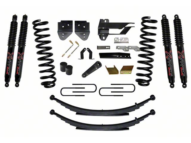 SkyJacker 6-Inch Suspension Lift Kit with Rear Leaf Springs and Black MAX Shocks (17-22 4WD 6.2L F-250 Super Duty)
