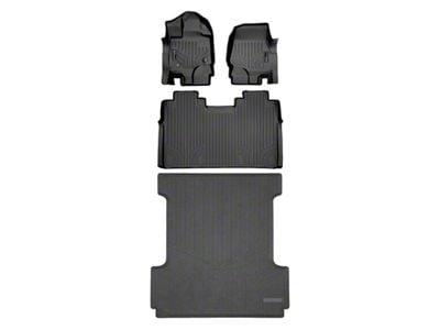 SmartLiner Smart Coverage Custom Fit Front, Rear Floor and Bed Mat Liners; Full Floor Coverage; Black (15-25 F-150 SuperCrew w/ 5-1/2-Foot Bed, Front Bench Seat, w/o Rear Under Seat Storage & Vinyl Flooring)