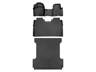 SmartLiner Smart Coverage Custom Fit Front Over the Hump, Rear Floor and Rubber Bed Mat Liners; Full Floor Coverage; Black (15-25 F-150 SuperCrew w/ 5-1/2-Foot Bed, Front Bench Seat, w/o Rear Under Seat Storage & Vinyl Flooring)