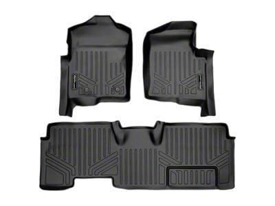 SmartLiner Smart Coverage Custom Fit Front and Rear Floor Liners; Black (11-14 F-150 SuperCab w/ Flow Through Center Console & w/o Floor Shifter & Vinyl Flooring)