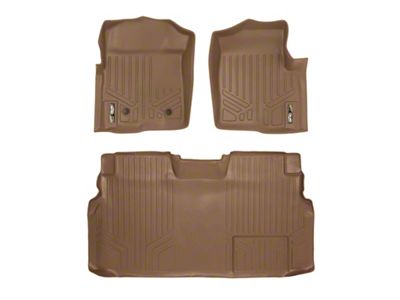 SmartLiner Smart Coverage Custom Fit Front and Rear Floor Liners; Tan (11-14 F-150 SuperCrew w/ Dual Floor Post on Driver Side, w/o Floor Shifter & Vinyl Flooring)