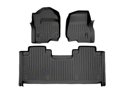 SmartLiner Smart Coverage Custom Fit Front and Rear Floor Liners; Black (17-25 F-250 Super Duty SuperCab w/ Front Bucket Seats & w/o Floor Shifter & Vinyl Flooring)