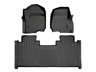 SmartLiner Smart Coverage Custom Fit Front and Rear Floor Liners; Black (17-25 F-250 Super Duty SuperCab w/ Front Bench Seat & w/o Floor Shifter, Under Seat Storage & Vinyl Flooring)