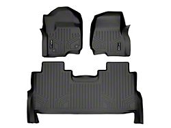 SmartLiner Smart Coverage Custom Fit Front and Rear Floor Liners; Black (17-26 F-250 Super Duty SuperCrew w/ Front Bucket Seats & w/o Floor Shifter & Vinyl Flooring)