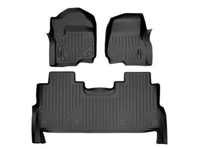 SmartLiner Smart Coverage Custom Fit Front and Rear Floor Liners; Black (17-25 F-250 Super Duty SuperCrew w/ Front Bucket Seats & w/o Floor Shifter & Vinyl Flooring)