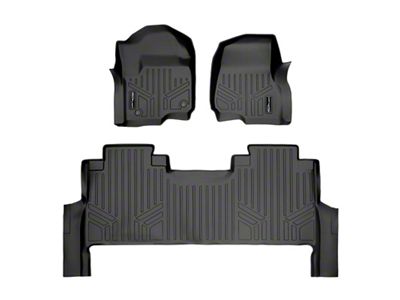 SmartLiner Smart Coverage Custom Fit Front and Rear Floor Liners; Black (17-25 F-250 Super Duty SuperCrew w/ Front Bench Seats & w/o Floor Shifter & Vinyl Flooring)
