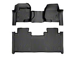 SmartLiner Smart Coverage Custom Fit Front Over the Hump and Rear Floor Liners; Black (17-26 F-250 Super Duty SuperCab w/ Front Bench Seat & w/o Floor Shifter & Vinyl Flooring)