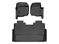 SmartLiner Smart Coverage Custom Fit Front and Rear Floor Liners; Black (17-26 F-250 Super Duty SuperCrew w/ Front Bucket Seats, Rear Bench Seats & Vinyl Flooring)