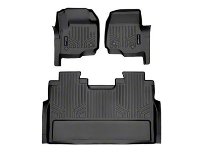 SmartLiner Smart Coverage Custom Fit Front and Rear Floor Liners; Black (17-25 F-250 Super Duty SuperCrew w/ Front Bucket Seats, Rear Bench Seats & Vinyl Flooring)