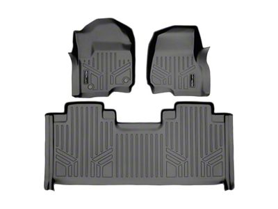 SmartLiner Smart Coverage Custom Fit Front and Rear Floor Liners; Gray (17-25 F-250 Super Duty SuperCab w/ Front Bucket Seats & w/o Floor Shifter & Vinyl Flooring)