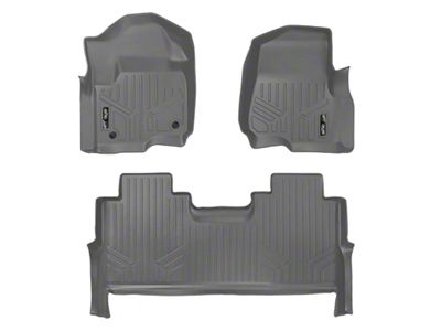 SmartLiner Smart Coverage Custom Fit Front and Rear Floor Liners; Gray (17-25 F-250 Super Duty SuperCrew w/ Front Bucket Seats & w/o Floor Shifter & Vinyl Flooring)