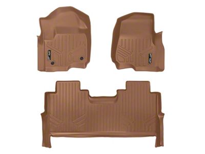 SmartLiner Smart Coverage Custom Fit Front and Rear Floor Liners; Tan (17-25 F-250 Super Duty SuperCrew w/ Front Bucket Seats & w/o Floor Shifter & Vinyl Flooring)