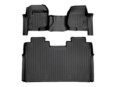 SmartLiner Smart Coverage Custom Fit Front Over the Hump and Rear Floor Liners; Black (17-25 F-250 Super Duty SuperCrew w/ Front Bench Seat & w/o Floor Shifter, Under Seat Rear Storage & Vinyl Flooring)