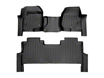 SmartLiner Smart Coverage Custom Fit Front Over the Hump and Rear Floor Liners; Black (17-25 F-250 Super Duty SuperCrew w/ Front Bench Seat & w/o Floor Shifter & Vinyl Flooring)