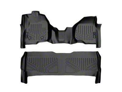 SmartLiner Smart Coverage Custom Fit Front Over the Hump and Rear Floor Liners; Black (11-16 F-250 Super Duty SuperCrew w/ Front Bench Seat & Raised Left Corner on Driver Side, w/o Floor Shifter & Vinyl Flooring)