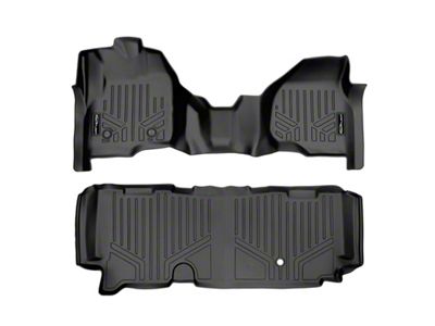 SmartLiner Smart Coverage Custom Fit Front Over the Hump and Rear Floor Liners; Black (11-16 F-250 Super Duty SuperCab w/ Front Bench Seat & Raised Left Corner on Driver Side, w/o Floor Shifter & Vinyl Flooring)