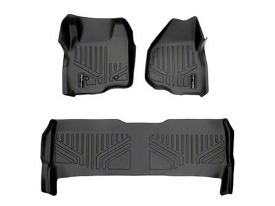 SmartLiner Smart Coverage Custom Fit Front and Rear Floor Liners; Black (11-12 F-250 Super Duty SuperCrew w/ Depressed Left Corner on Driver Side, w/o Floor Shifter & Vinyl Flooring)