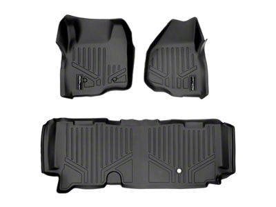 SmartLiner Smart Coverage Custom Fit Front and Rear Floor Liners; Black (11-12 F-250 Super Duty SuperCab w/ Depressed Left Corner on Driver Side, w/o Floor Shifter & Vinyl Flooring)